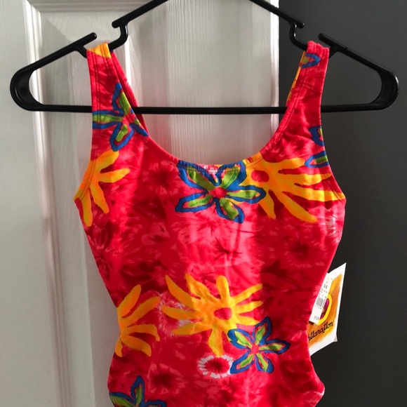 Vintage Y2K Neon Floral Xhilaration One Piece 90s Swim Bikini Beach - Picture 4 of 8
